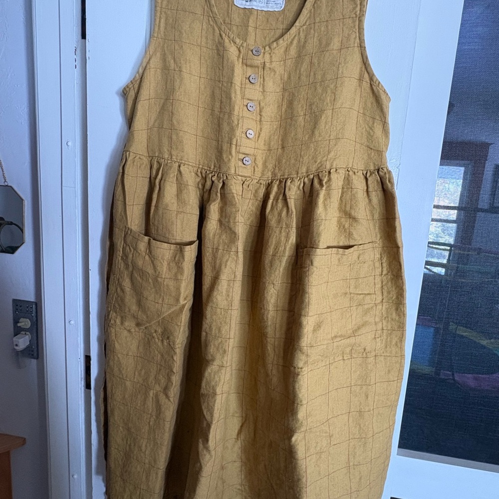 notPERFECTLINEN Mustard Sleeveless Dress
